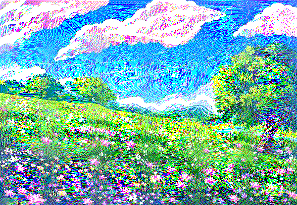 Dithered saffron landscape